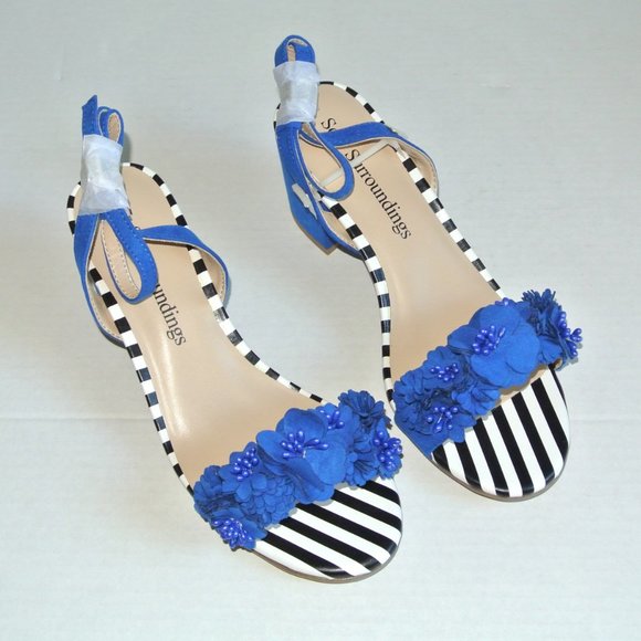 Soft Surroundings Flora Heels Blue Size 7.5 New - Picture 5 of 9